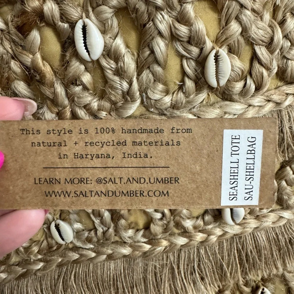 NWT Salt + Umber “Isla” Jute Seashell Beach Tote Bag Recycled $80 Retail - Picture 5 of 13